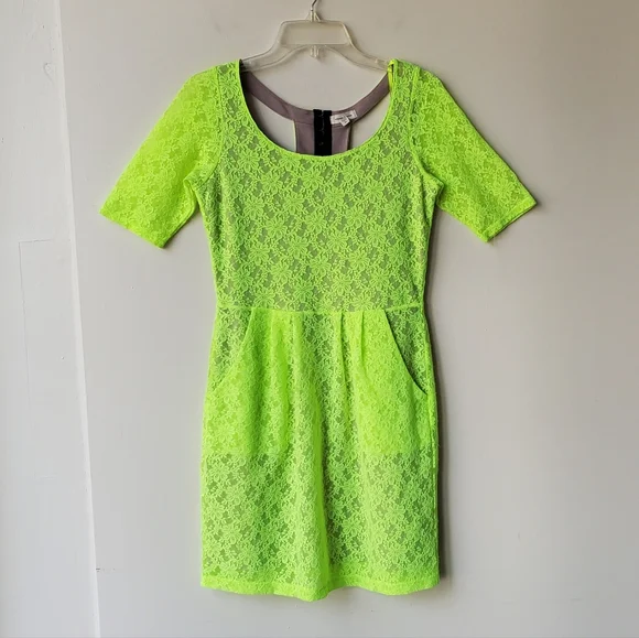 Silence + Noise Neon Lace Dress